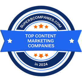 SuperbCompanies Top Content Marketing Companies 2024 badge recognizing excellence in content marketing services