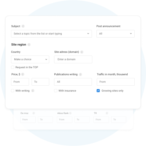 site filters in the Collaborator