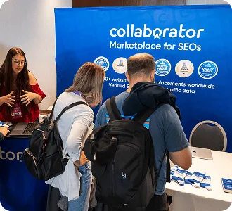 Посетители у стенда Collaborator на Digital Marketing Europe 2026.